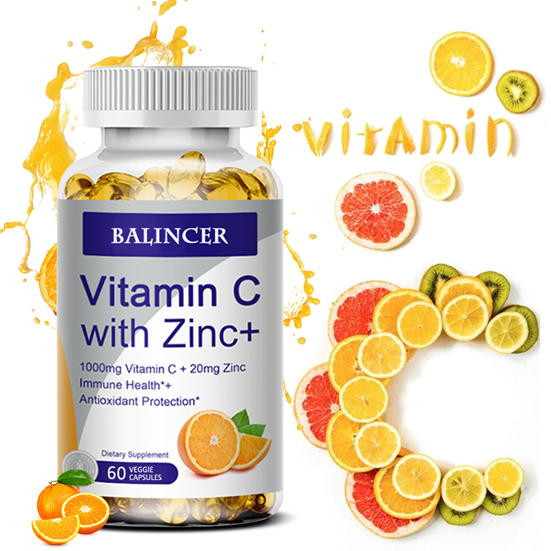 Zinc Supplement 50Mg - Vitamin C with Zinc, Bioavailable, Ascorbic